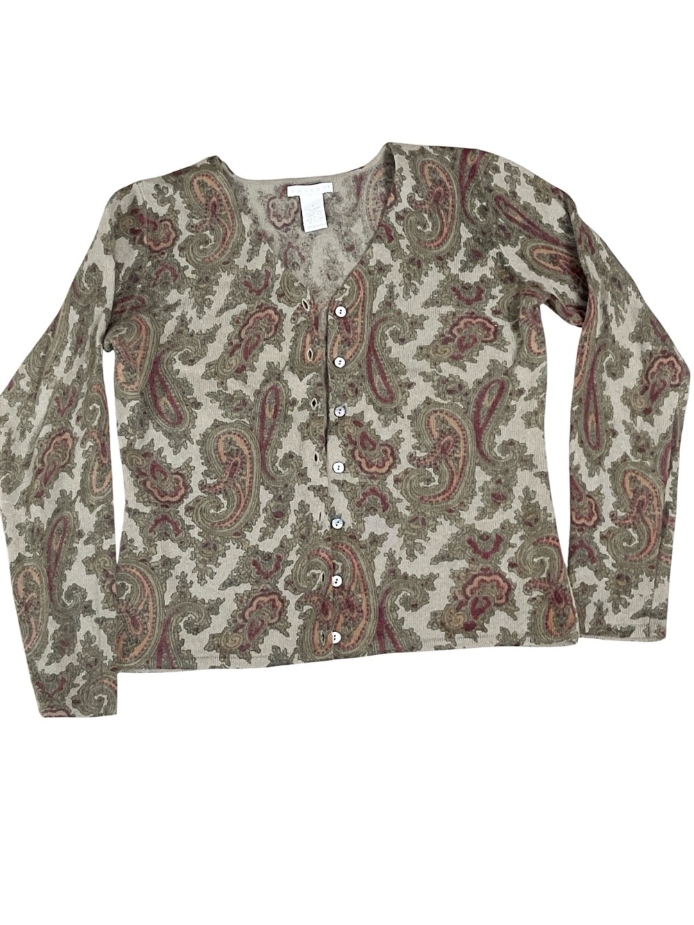Vintage 90s Y2K Tweeds Lambswool Angora Paisley Cardigan